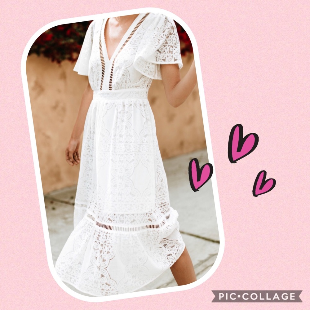 Away With The Breeze Lace Midi Dress